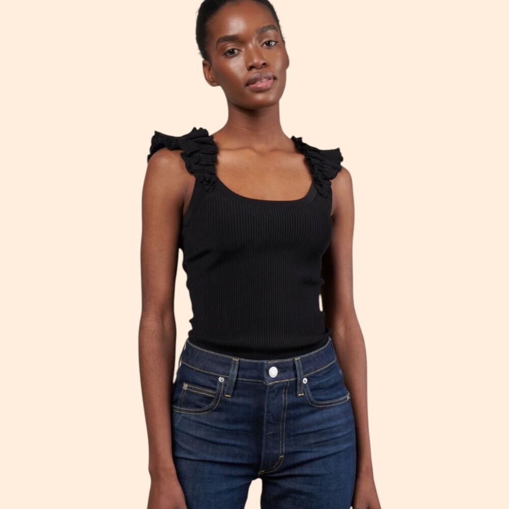 Zimmermann Dancer Scoop Ruffle Tank Black